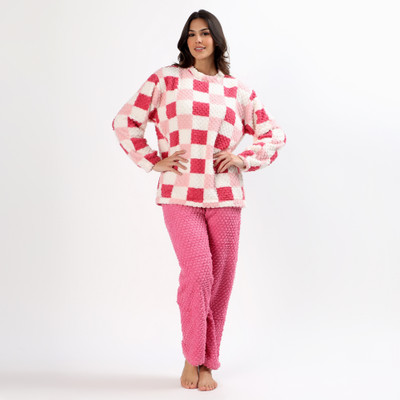PQN PARTY QUEEN Women Colorblock Pink Night Suit Set