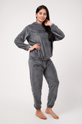 Lugo Women Solid Grey Night Suit Set