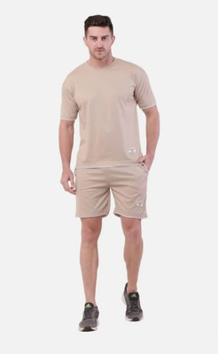 CHEVIOUT Men Printed Beige Top & Shorts Set