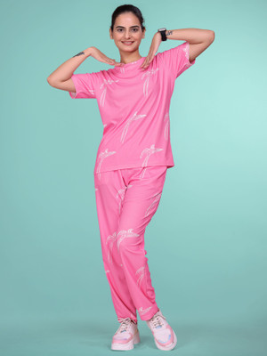 DADX Women Printed Pink Top & Pyjama Set