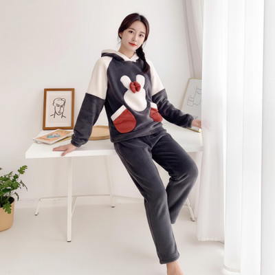 TIARA WORLD Women Self Design Grey Night Suit Set