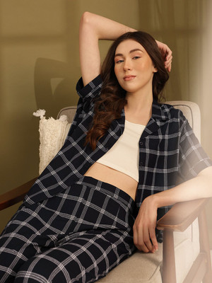 ETC Women Printed Blue Night Suit Set