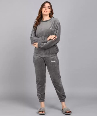 Reha Fashion Women Solid Grey Night Suit Set