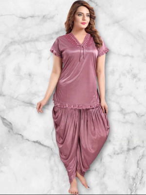 Mad Venom Women Self Design Purple Night Suit Set