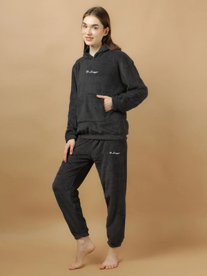 Lugo Women Printed Black Night Suit Set