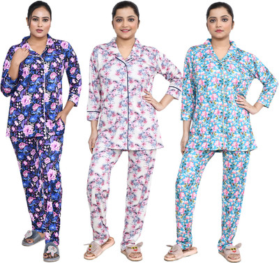 RAPL BHARAT Women Floral Print Multicolor Night Suit Set