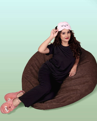HouseOfCommon Women Solid Black Top & Pyjama Set