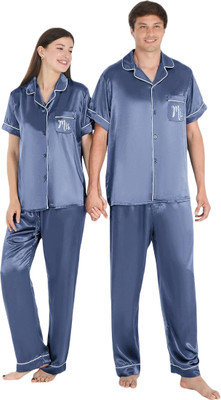 Maisha By Ashima Men & Women Printed Grey Top & Pyjama Set
