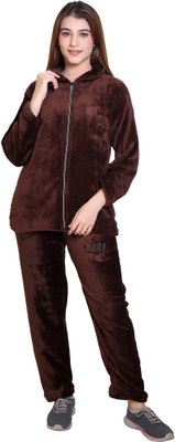 RG BY SS CLOTHING Women Solid Brown Top & Pyjama Set