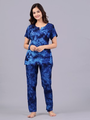 Bachuu Women Ombre/Dyed Blue Night Suit Set