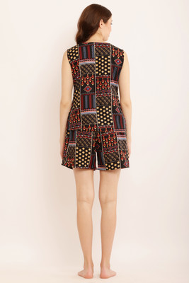 ShopGlobal Women Printed Black Night Suit Set