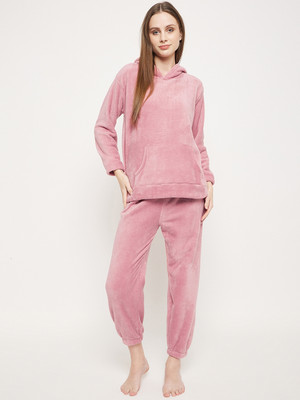 Camey Women Solid Pink Top & Pyjama Set