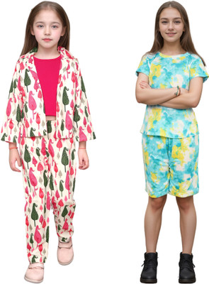 MILATRA FASHION Girls Printed Multicolor Night Suit Set