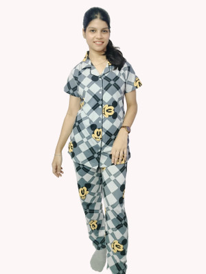 Dimowear Women Printed Brown Night Suit Set