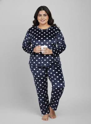 SRIIVA Women Graphic Print Black Night Suit Set