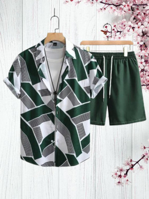 Varni Creation Men Printed Green Top & Shorts Set