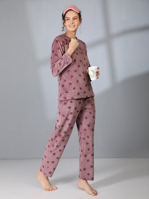 Duchess Women Solid Pink Night Suit Set