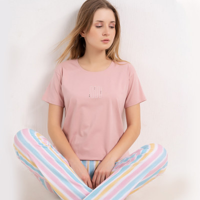 L&M LeisureandMoods Women Printed Multicolor Top & Pyjama Set