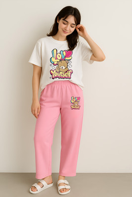 My Swag Women Printed Pink Top & Pyjama Set