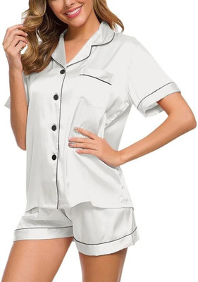 Vd hub Women Solid Grey Night Suit Set