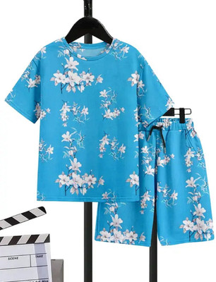HouseOfCommon Women Printed Blue Night Suit Set