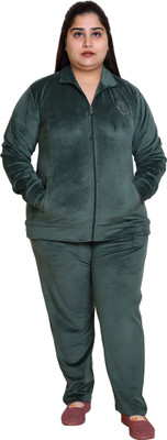 COMFYTOWN Women Solid Green Night Suit Set