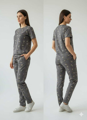 MADE4GOOD Women Printed Grey Night Suit Set