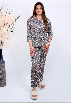 brozzo Women Solid Multicolor Night Suit Set