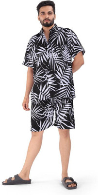METRONAUT Men Printed White, Blue Night Suit Set