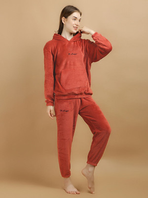 SKG Women Solid Red Night Suit Set