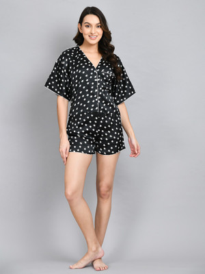 PRETTY LOVING THING Women Printed Black Top & Shorts Set