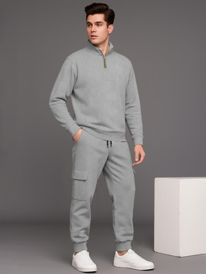 TRIPR Men Solid Grey Night Suit Set