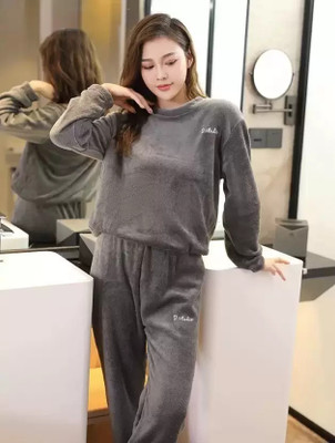 TIARO Women Solid Grey Night Suit Set