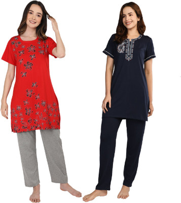 Duchess Women Printed Multicolor Night Suit Set