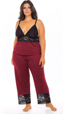 PHALIN Women Solid Maroon Top & Pyjama Set