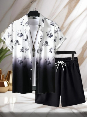 GLORI STAR Men Printed Black Night Suit Set