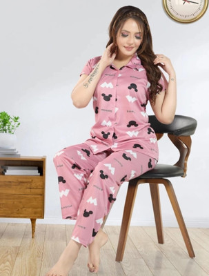 Qunity Women Printed Multicolor Night Suit Set