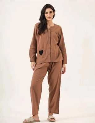Kharwar Fashions Women Solid Brown Night Suit Set