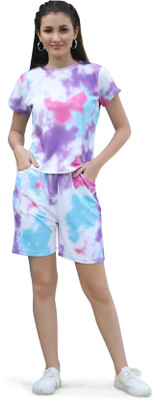 Leriya Fashion Women Printed Multicolor Top & Shorts Set