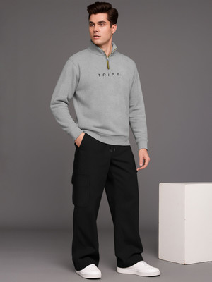 TRIPR Men Solid Grey, Black Night Suit Set