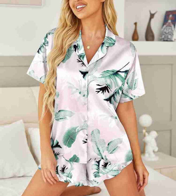 HouseOfCommon Women Printed Green Night Suit Set