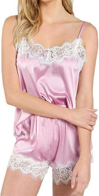 NIGHTGIRL Women Solid Pink Top & Shorts Set