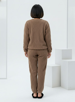 SKG Women Self Design Brown Night Suit Set