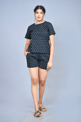 ABCD Women Printed Black Top & Shorts Set