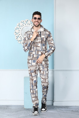 Saltysummer Men Printed Blue Night Suit Set