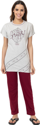 US Reload Women Printed Grey Night Suit Set