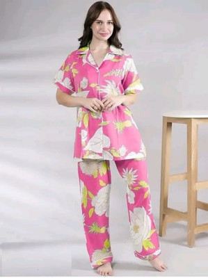 Uzmano Girls Printed Pink Night Suit Set