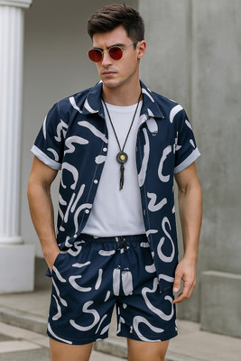 Labridog fashion Men Printed, Printed Blue Night Suit Set