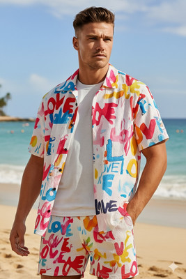 GLORI STAR Men Printed Multicolor Night Suit Set