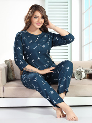 RS Girls Printed Light Green Top & Pyjama Set